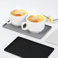 Silicone Flat Tray Square Anti-slip Bathroom Soap Tray Coffee Tea Cutlery Holder 2