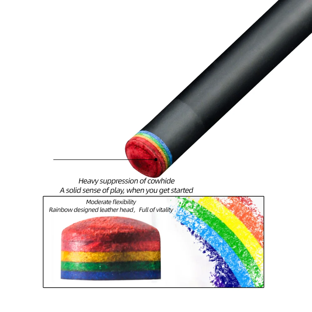 PREOAIDR-Taco de billar con punta arcoíris, taco de billar con eje de arce de carbono, palo de tecnología negra, 3142/12,5/11,8mm, Uniloc PREDATOR, 10,8