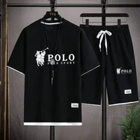Ensemble 2 pièces homme été 2026, T-shirt respirant à manches courtes et short de sport, tenue de fitness et de jogging tendance 2