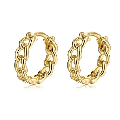 

Women's Minimalist Twist Chain Tiny Hoop Earrings Copper Hollow Chain Design Golden/White Small Huggie Piercing Earring Gifts