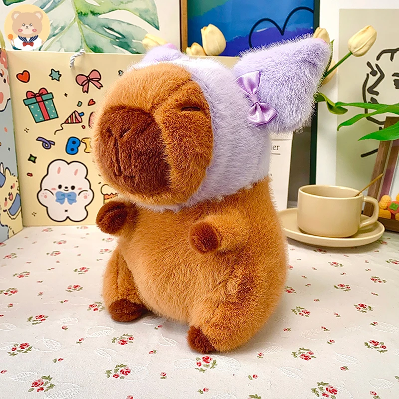 22cm Pokemon Pikachu Disney Stitch Kuromi Hat Capybara Plush Toy Capibara Stuffed Animal  Simulation Capybara Plushies Doll