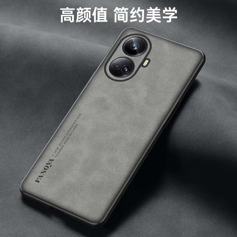 

Realme 10 Pro plus RMX3687 RMX3686 Case Shockproof PU Leather Skin Hard Back Cover Matte Case Silicone Bumper for Realme 10 Pro+