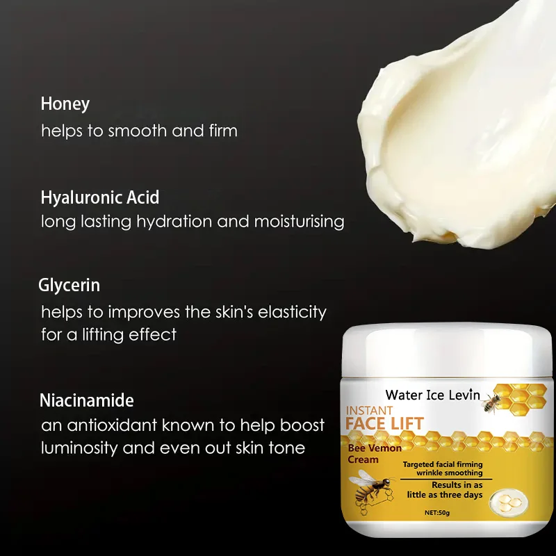 Bee Venom Facial Repair is a facial care product that tightens skin, improves skin quality, and smooths wrinkles and fine lines 5