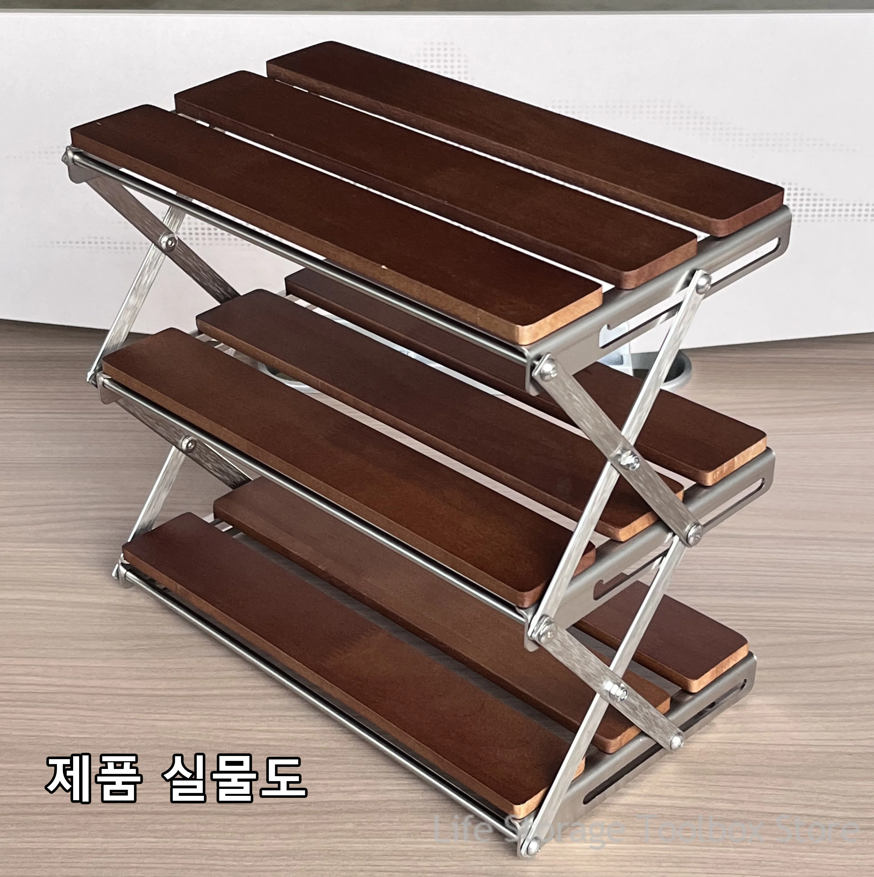 

3-stage Storage Rack Outdoor Camping Table Portable Folding Table Foldable Garden Picnic Camping Barbecue Table Coffee Tables