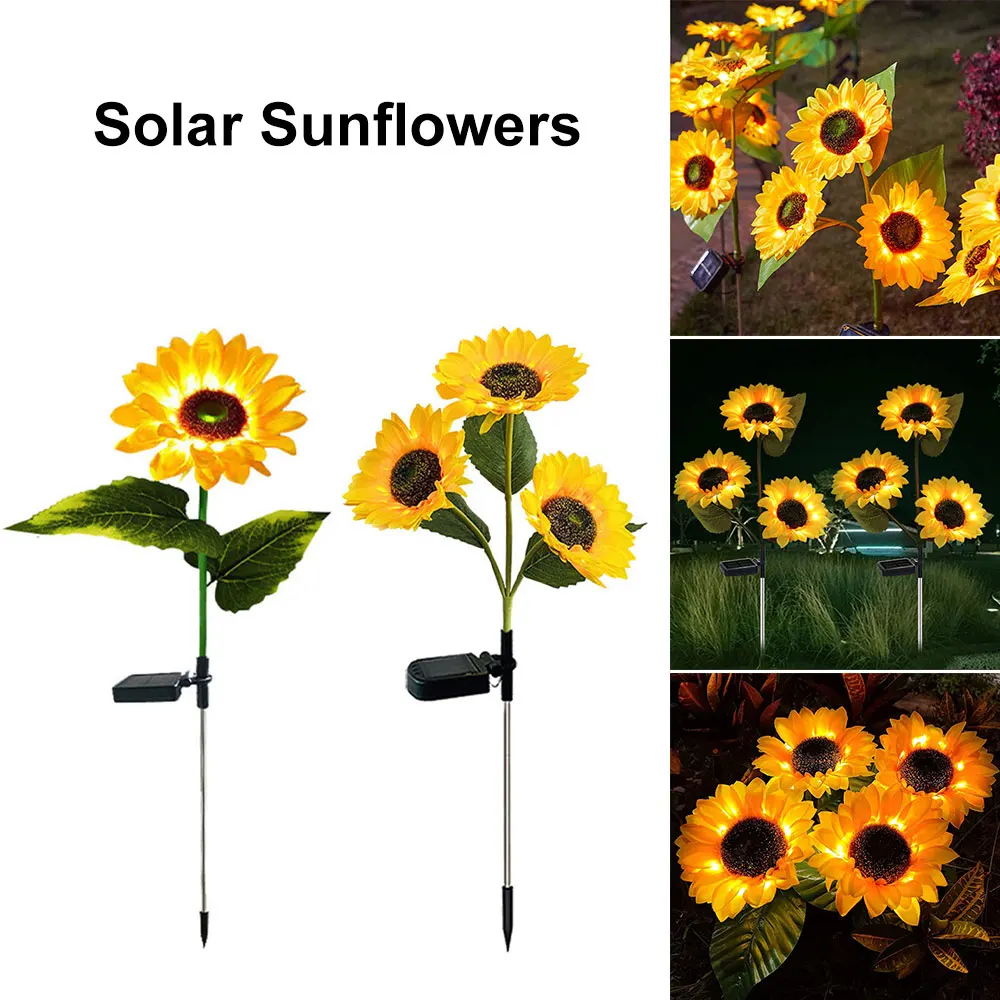 LED Solar Sunflowers Rose Flower Light Home Decorative Garden Decoration Lawn Lamp Waterproof Landscape Rose Light solar lights solar decoration light