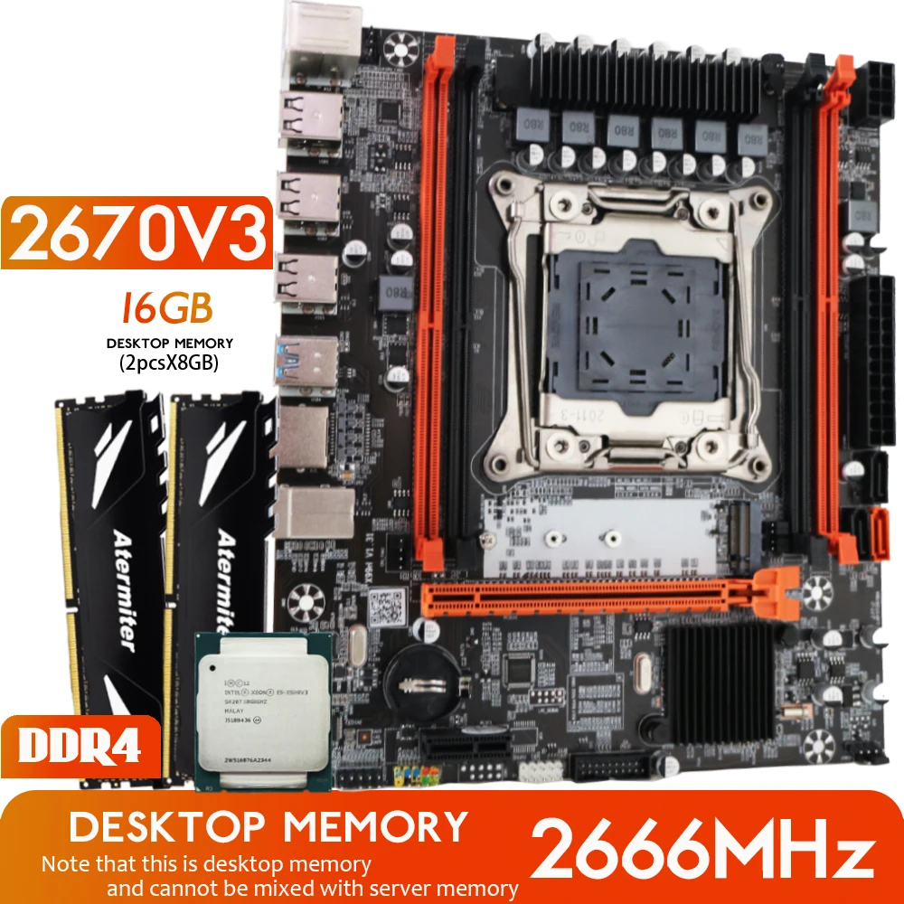 Atermiter X99 D4 Ddr4 Motherboard Set With Xeon E5 2670 V3 Lga2011-3 ...