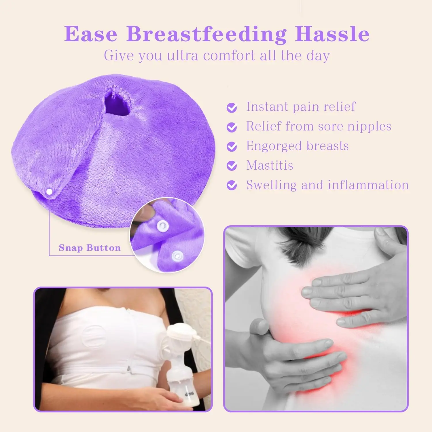 2 Pack Hot/Cold Breast Gel Bead Ice Packs Breast Cooling & Heat Pads Relief for Breastfeeding Nursing Pain Boost Milk Let-Down