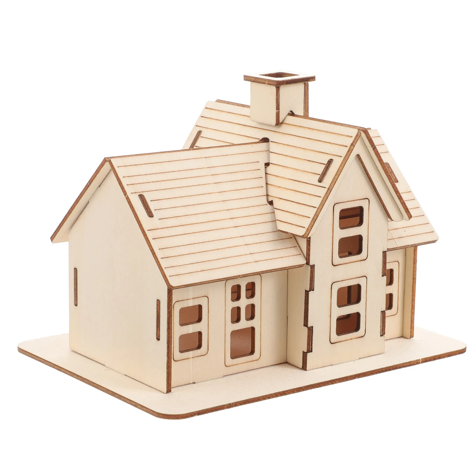 1세트 목조 주택 퍼즐 3D 목재 조립 DIY 키트 6.68x5.89x5.11 인치 성인..