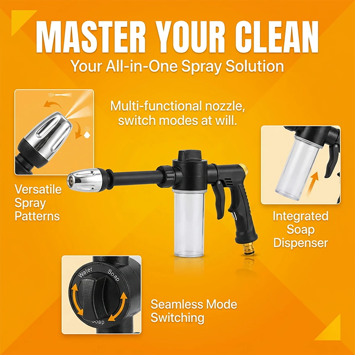 폼 병이 포함된 고압 세차 스프레이 건 ? 다기능 물총, 애완동물, 오토바이, 정원에 적합