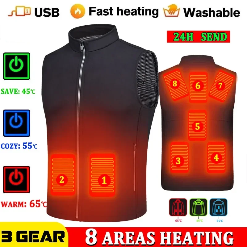 Self Heating Hiking Vest Men Women Clothing Usb Rechargeable Warm Vest Fleece Electric Heated Jacket Thermal outdoor Waistcoat