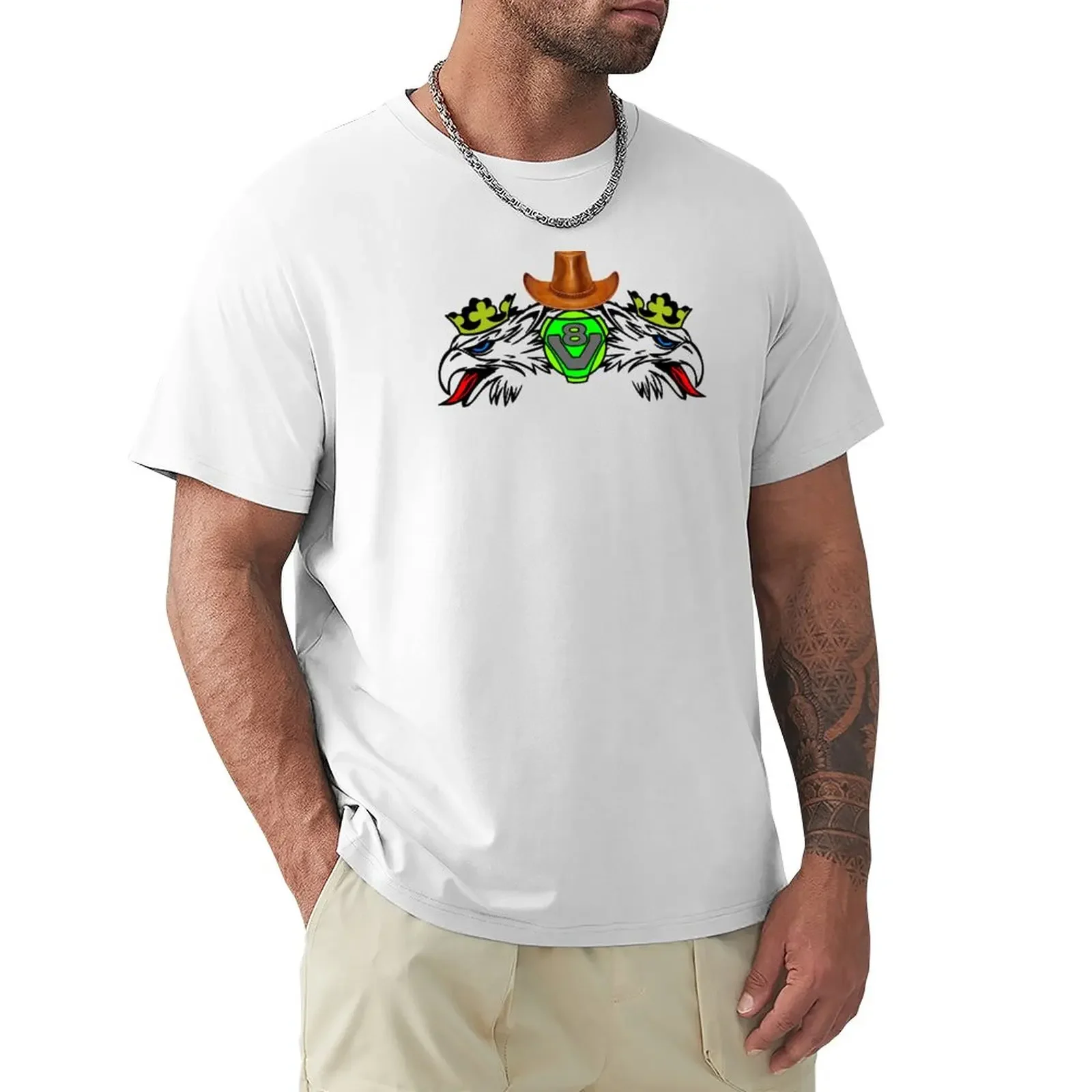 T-Shirt Con Cappello Da Cowboy Doppio V8 Grip Per Un Ragazzo Moda Coreana Plain Mens Magliette Divertenti Sweat Blacks Graphics Plain T-Shirt Da Uomo