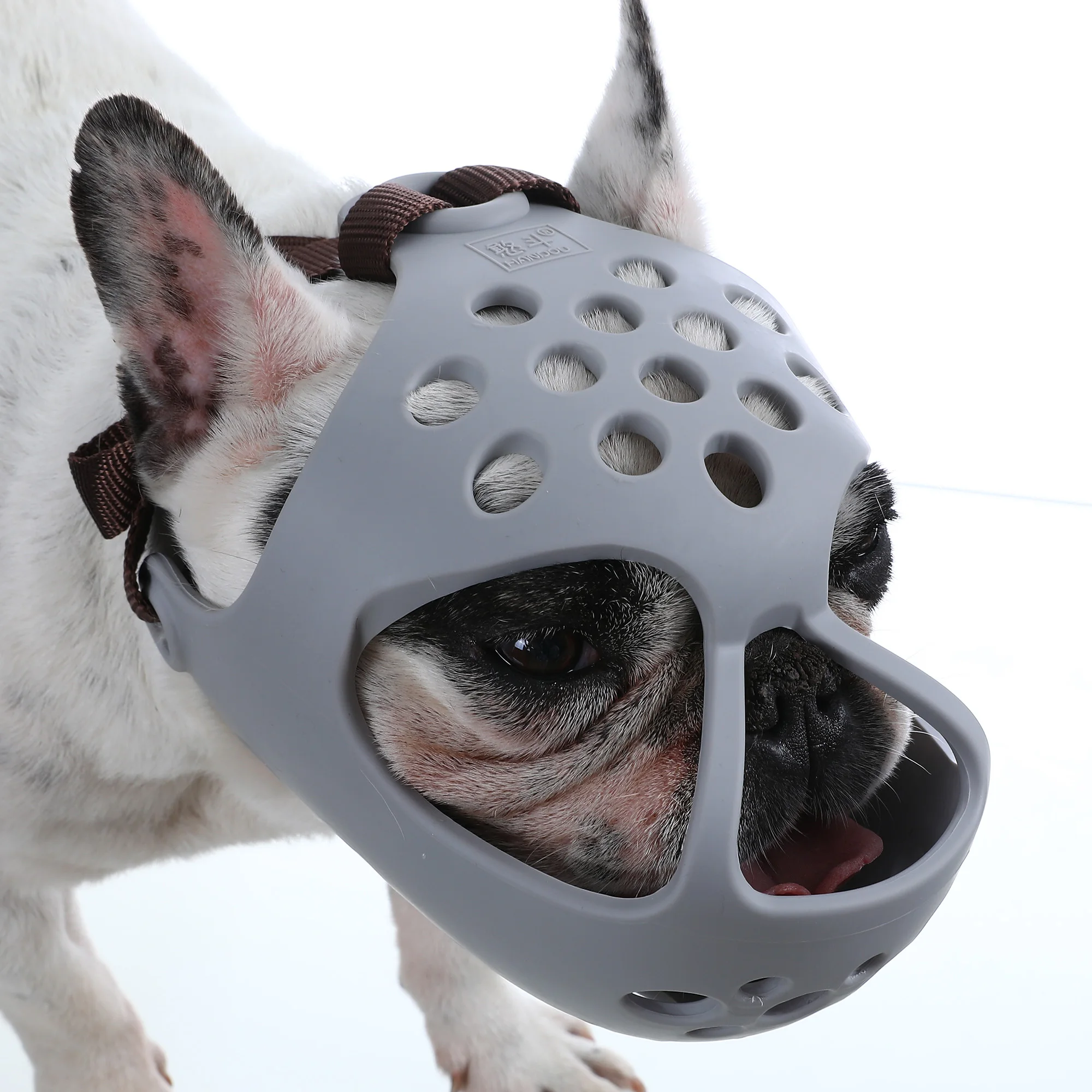Dog Muzzle for Short Snout Dogs Breathable Holes Prevent Biting Chewing Mesh Muzzle Size S/ M/L/XL dog muzzle