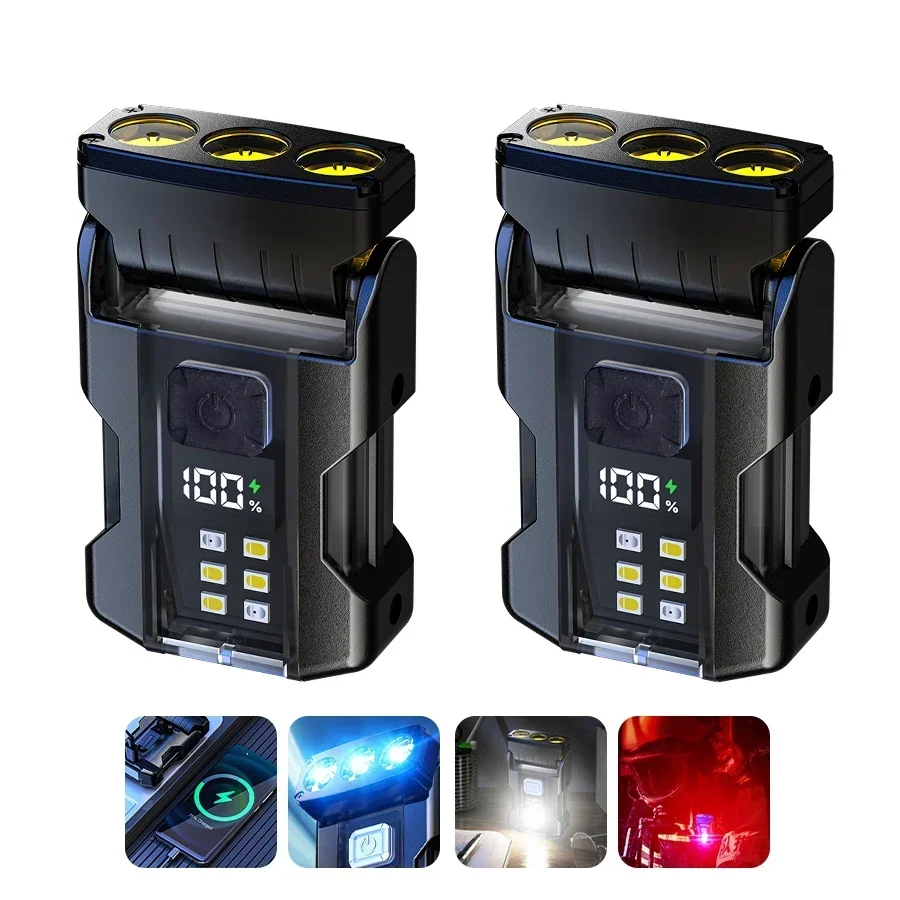 مصباح يدوي LED محمول، بطارية مدمجة من النوع C، ضوء...