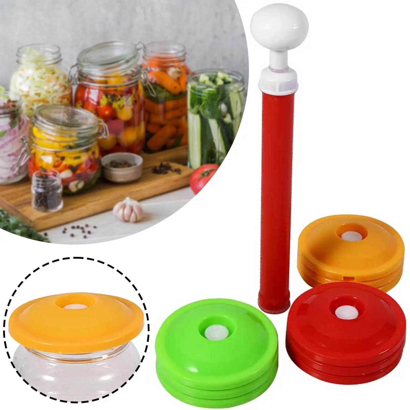 Vacuum Sealer Jar Lids With Vacuum Pump Reusable Pickle Jar Sealing Covers Food Storage Accessories For Home Can 10pcs food cover