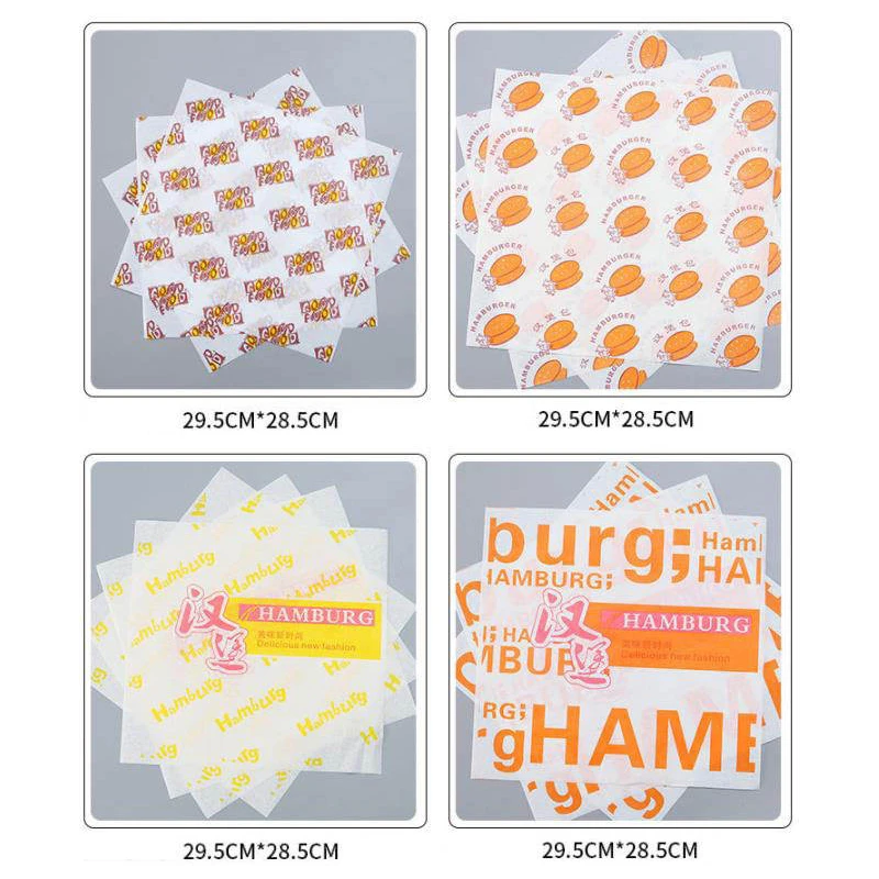 printing hamburger packaging grease proof tissue paper sandwich wrapping deli paper shawarma food grade wax