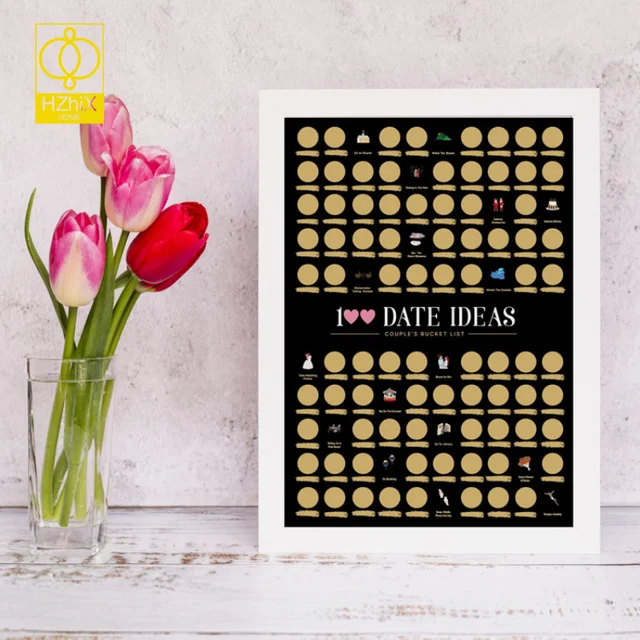 100 날짜 아이디어 스크래치 포스터 긁기 모험 커플 동기 아카이브 체크리스트, 발렌타인 데이, 그녀의 선물