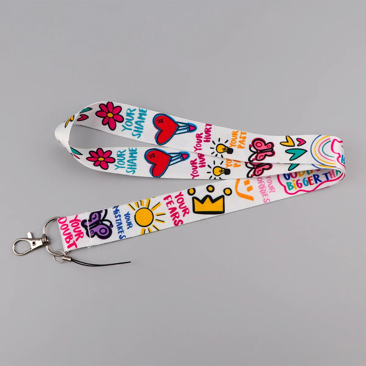 좋은 말들이 담긴 랜야드 목걸이 스트랩 키체인 그래피티 카드 커버 배지 홀더 휴대폰 줄 열쇠고리 액세서리 선물