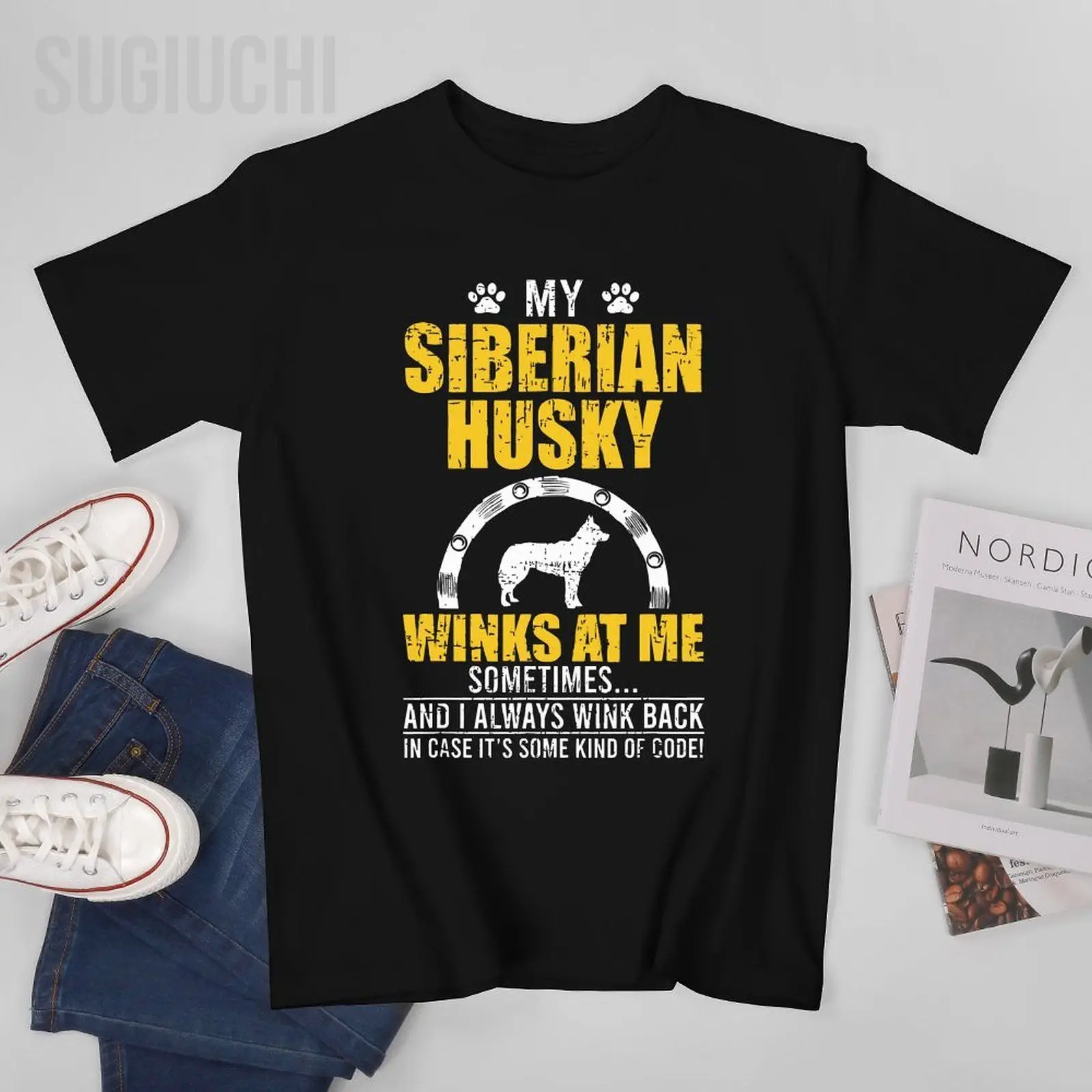 

Футболка унисекс с надписью «My Siberian Husky» для мужчин и женщин, 100% хлопок