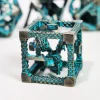 DnD Metal Dice Set - Dragon Hollow Blue Zinc Alloy 7pc Polyhedral Dice for Dungeons and Dragons RPG with Display Box 2