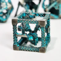 DnD Metal Dice Set - Dragon Hollow Blue Zinc Alloy 7pc Polyhedral Dice for Dungeons and Dragons RPG with Display Box 2