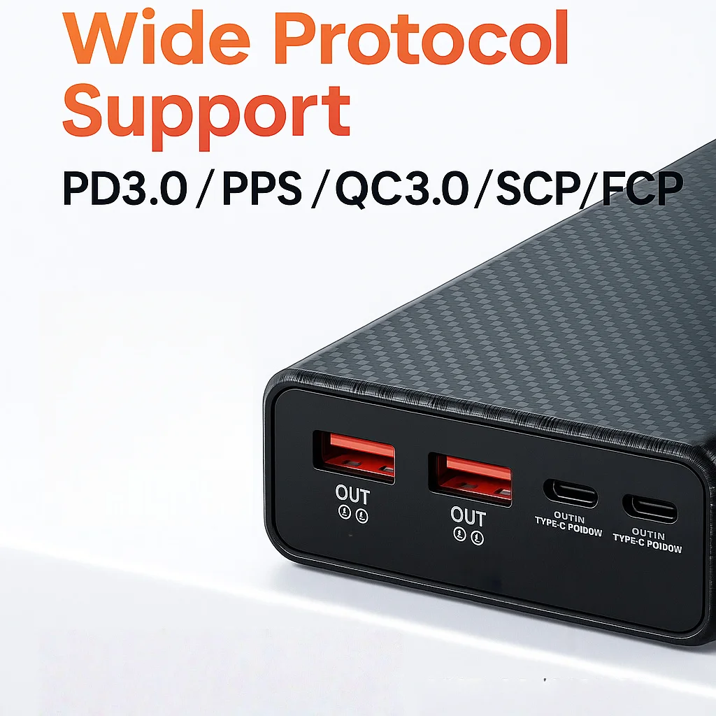 21700 배터리 팩 케이스 디스플레이 화면 포함 - 100W PD 출력, 도구 없이 조립, 다중 기기 고속 충전 탈착식 쉘