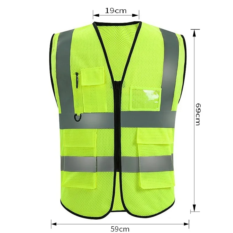 Breathable Reflective Vest Grid Type Multi-pocket for Traffic Railway Coal Miners Builders Running Sports Safety for Reflective Safety Vest