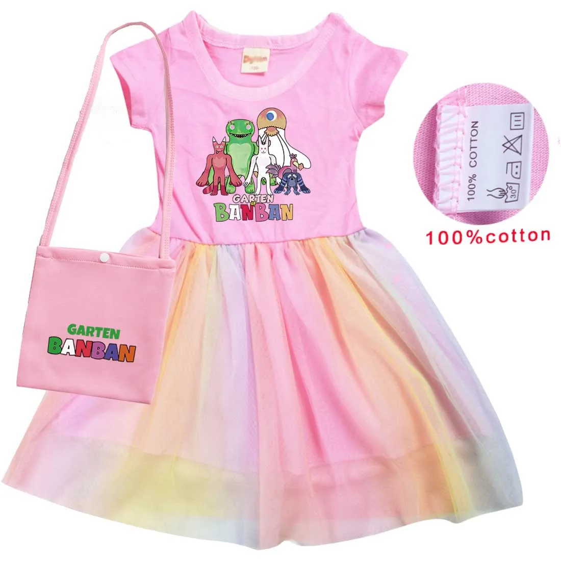 Garden Of Banban Girls Clothes Summer Princess Dresses Manica Corta Kids Dress Party Baby Dresses + Bag For Children Clothing