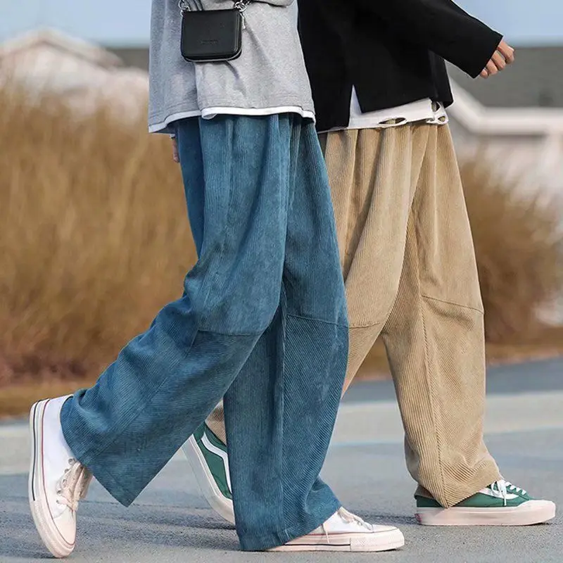 2023 Summer KPOP Fashion Style Loose Trousers Man Y2K All Match Vintage Men\'s Pants Casual Solid Color All Match Male Clothes