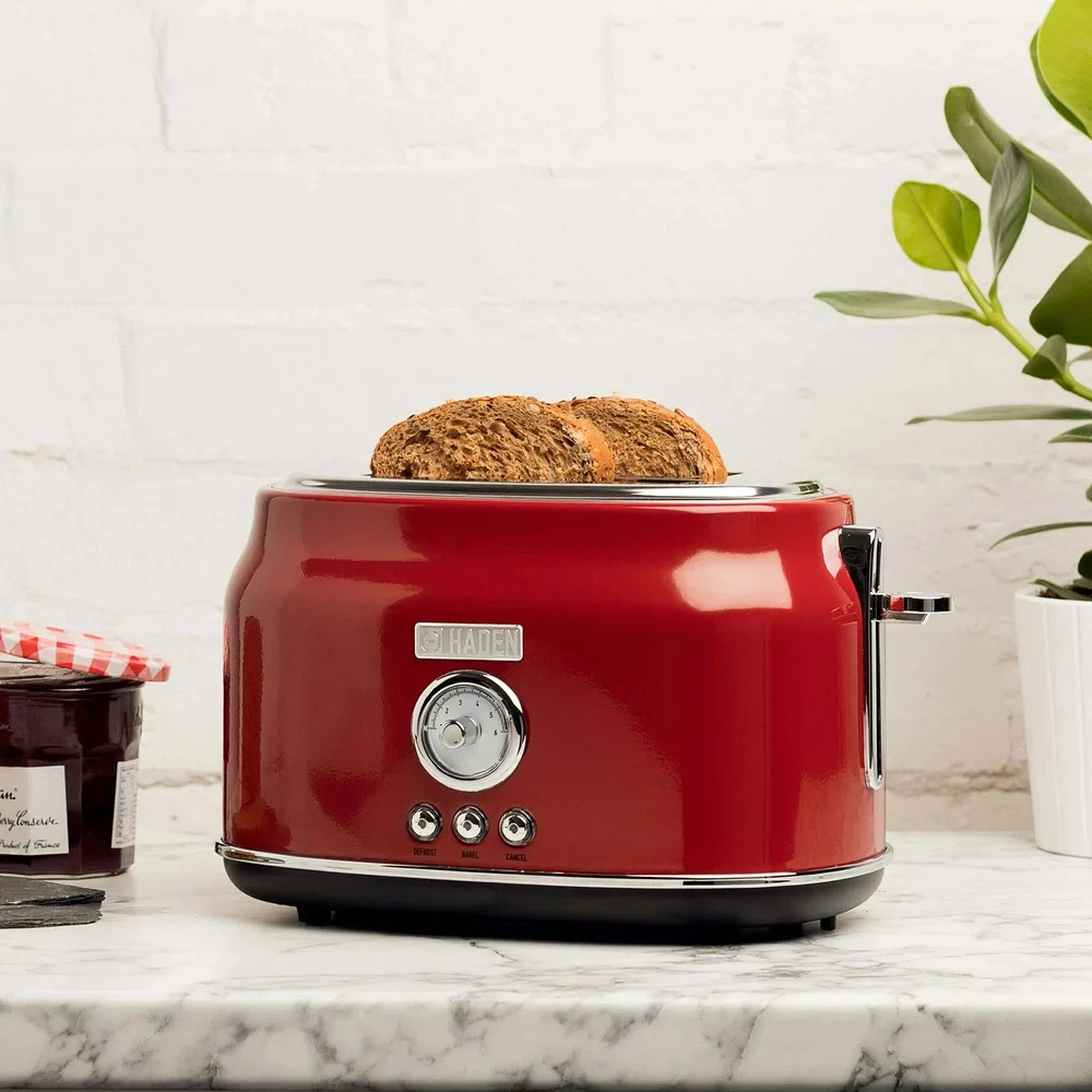 

2- Wide Slot Stainless Steel Countertop Retro Toaster, Red - 75001