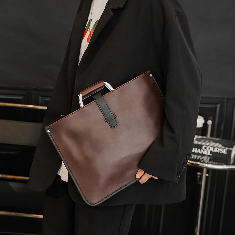 Retro Fashion Shoulder Bag Briefcase Casual Crossbody Portable File Package