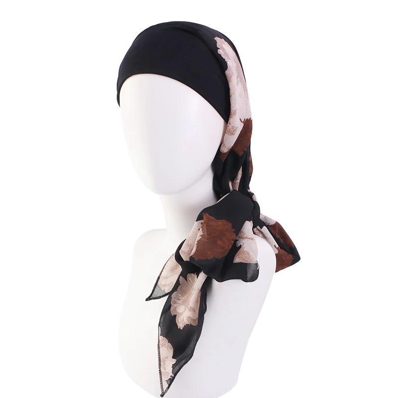 Neue vorgebundene Chemo-Kopfbedeckung für Damen, Turban, Beanie, Chiffon-Band, langes Haar, Kopftuch, Kopfbedeckung, Krebs-Hüte, Bandana für Haarausfall – Detail 6