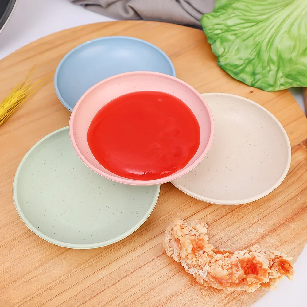 Wheat straw dish Wheat Straw Saucer Dessert Plate Snack Bowl Salad Saucer Kitchen Seasoning Dish Home Cake Trash Fruit Dishes Party Supplies
