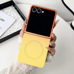 Gradient Liquid Silicone Magnetic Shockproof Phone Case with Wireless Charging Capability - Galaxy Z Flip5 (Yellow)