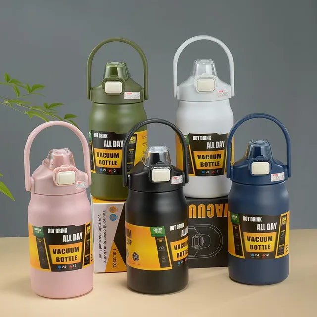 Large Steel Vacuum Bottle 800ml 1000ml 1200ml 1500ml Double Wall Sports Cooler Office Vacuum Flask 4