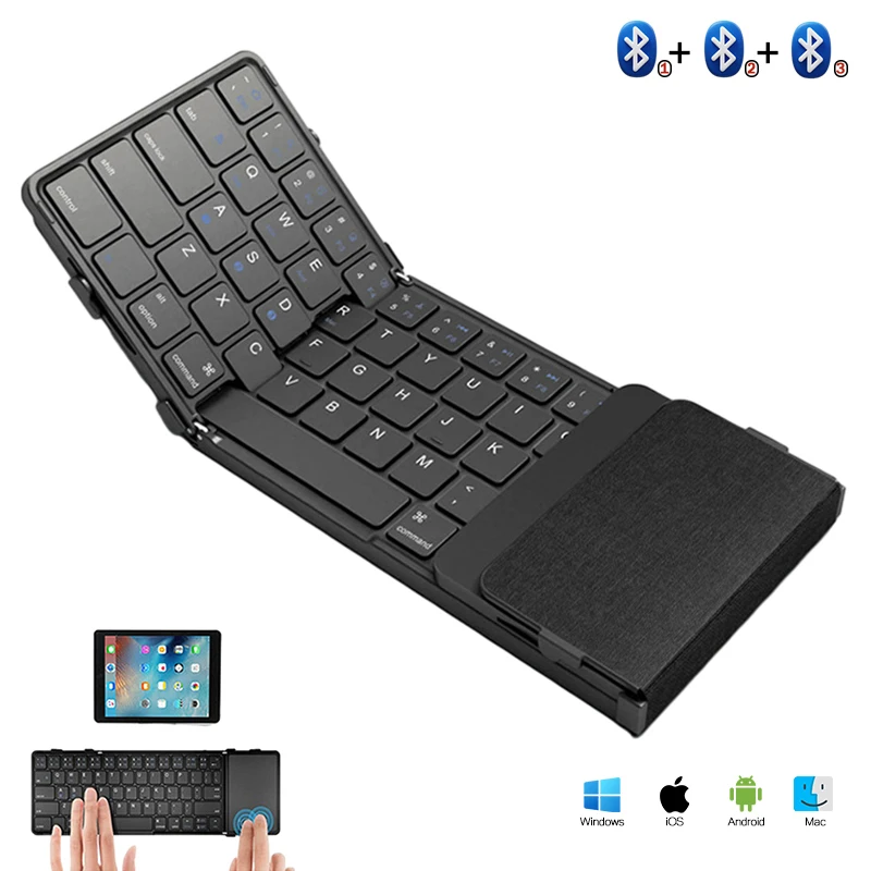 Bow-teclado Bluetooth Dobrável Portátil Recarregável sem Fio Touchpad Almofada Numberica Tablet Ipad