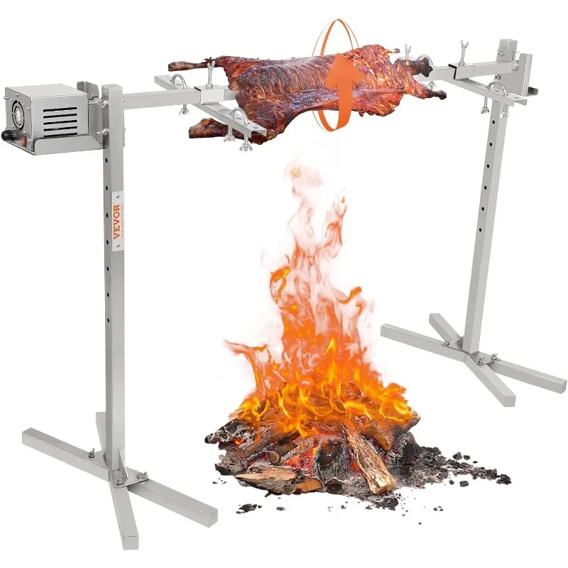 VEVOR 46" Electric BBQ Rotisserie Grill Kit, 132 lbs Capacity Heavy Duty Grilling Kit, Automatic 52W Motor and Height Adjustable