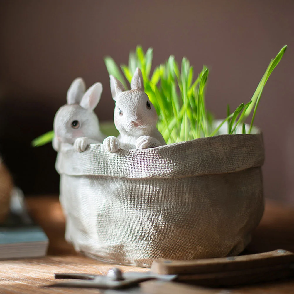

Creative Pot Rabbit Pastoral Resin Rabbit Flower Pot Cute Animal Fleshy Flower Garden Balcony Decoration Arrangement Sculpture
