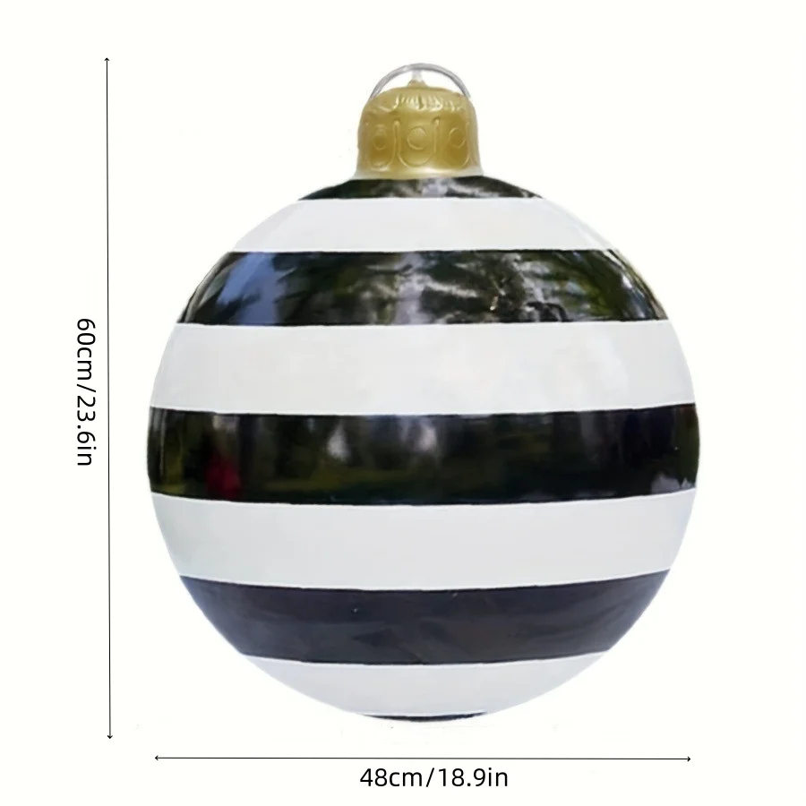 thumbnail image 1 of Bola navideña inflable de PVC de 24 pulgadas, bola grande decorada para exteriores, adornos navideños de Año Nuevo, bolas de decoración navideña, 1 of 5