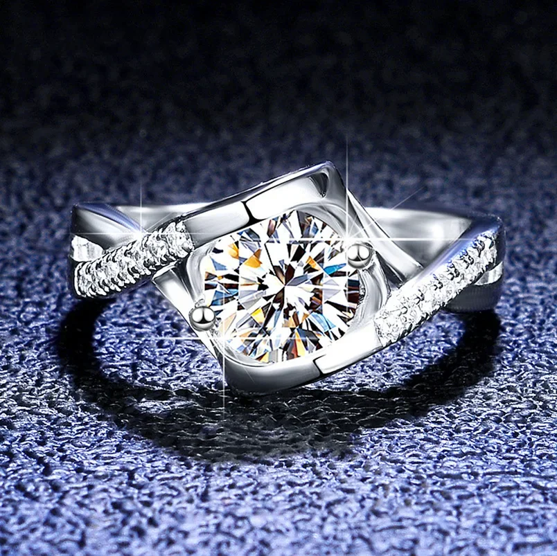 100% Real 0.5/1Ct Carat Moissanite Ring Per Le Donne Solid Pt950 Platinum Rings Luxury Moissanite Diamond Wedding Band