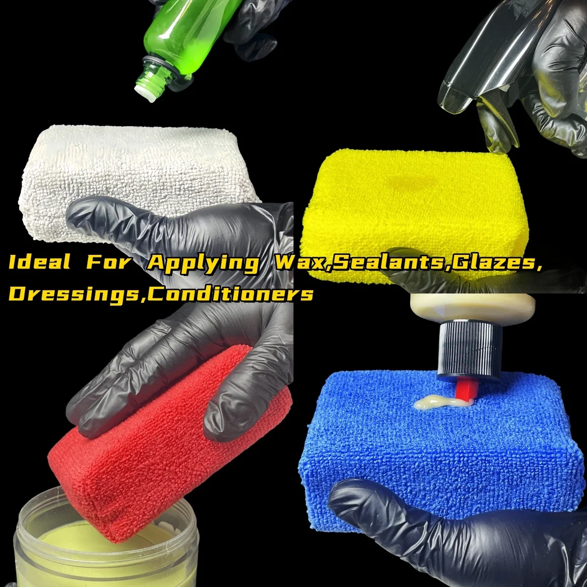 8PCS Microfiber Car Wax Applicator Pads, Soft Auto Detailing Sponge for Paint Polishing & Cleaning