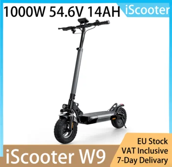 iScooter W9 Monopattino Elettrico Pieghevole: Motore 1000W, 54.6V 14Ah, 45KM/H e 45km di Autonomia, Carico 120KG, Pneumatici Gonfiabili Fuoristrada, APP, Grigio