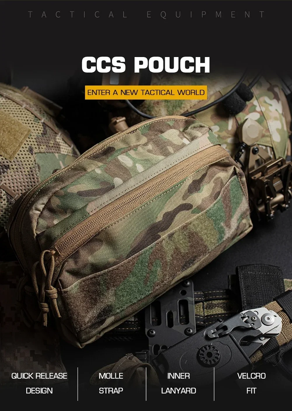 

SS Style CCS GP Tactical Pouch MOLLE Mounting System Double Zipper Utility Storage Bag For MKV Chassis Placard Hunting Vest