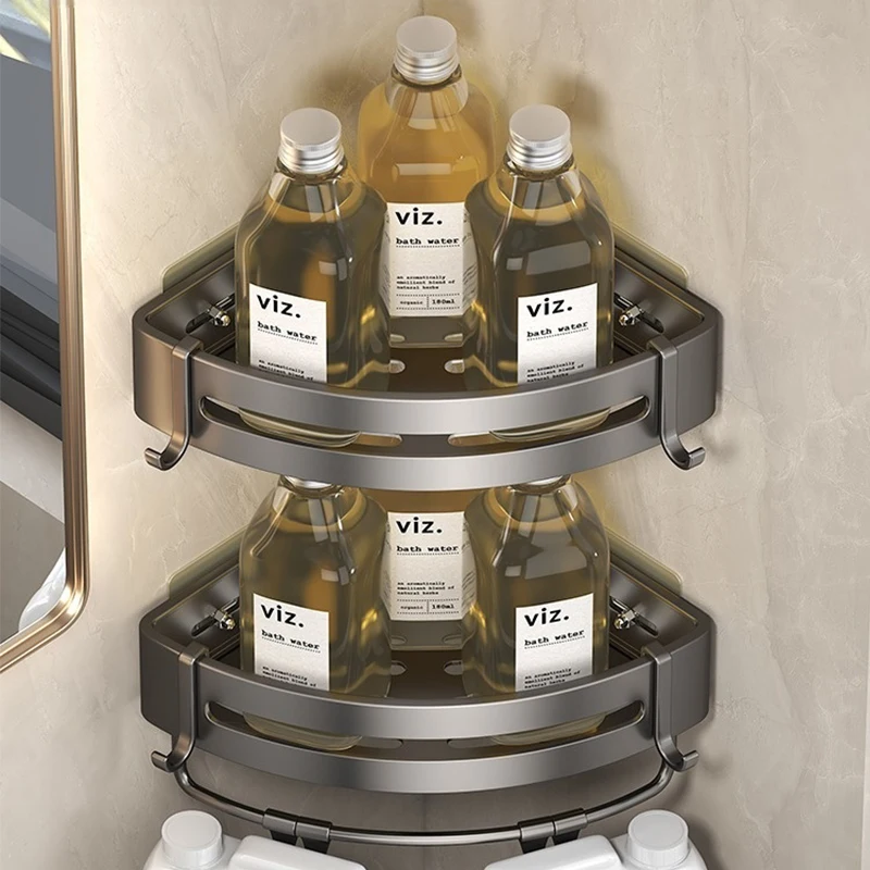 ชั้นวางของในห้องน้ำแบบไม่ต้องเจาะ ชั้นวางแชมพู ชั้นวางเครื่องสำอาง อุปกรณ์จัดระเบียบห้องครัว ติดผนัง อุปกรณ์เสริมในห้องน้ำ 1