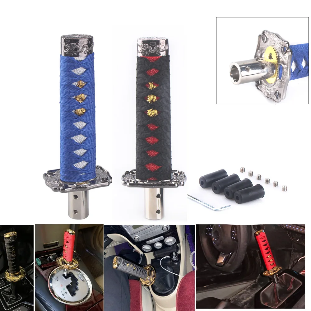 JDM Universal 150MM Katana Samurai Sword Shift Knob Shifter With Adapters Gear Shift knob ABS+Textile cloth