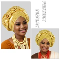 Turban Africain à Volants et artificiel astiques pour Femme, Couvre-chef de Mariage, Cravate de Sauna, Équipement de ix, Chapeau, Nigeria 3