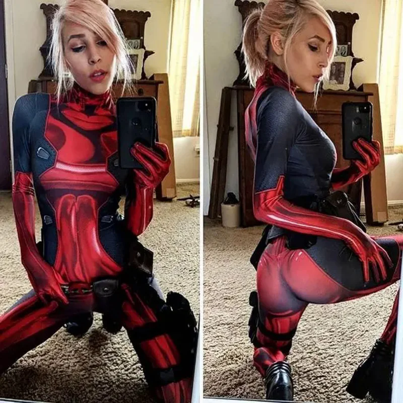 Halloween Lady Deadpool Costume Cosplay Adulti Bambini Ragazze Femminili Donna Zentai Body Catsuit