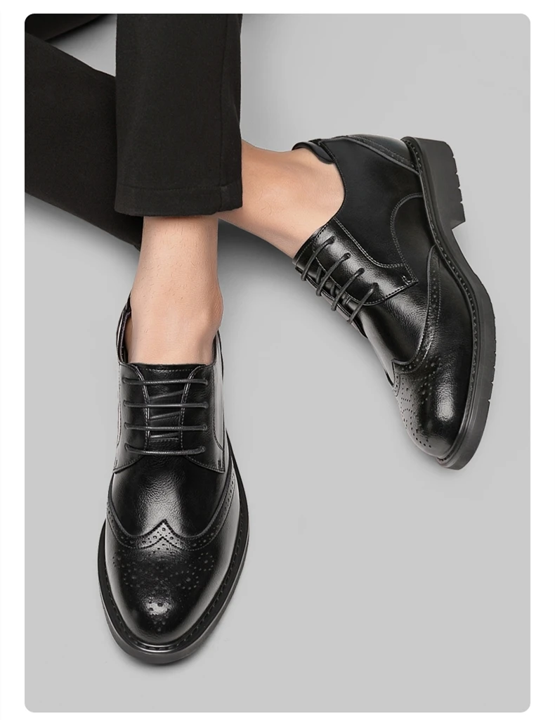 Versteckte Ferse 8/6CM Kuh Leder Männer Schuhe Büro Arbeit Aufzug Schuhe Marke Mann Business Oxfords Schuhe Anzug schuhe Lift Turnschuhe – Detail 8