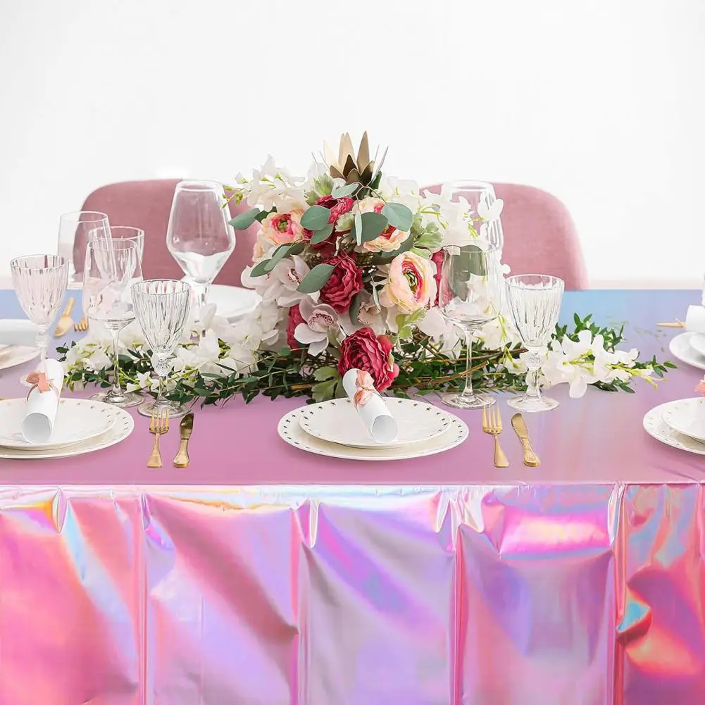 

Double-sided Tablecloth Colorful Foil Tablecloth for Birthday Party Supplies Shiny Disposable Lasers Rectangle Table for Wedding