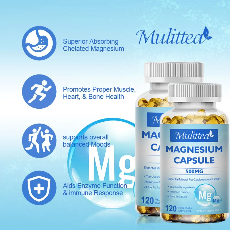 

Mulittea Highly Absorbable Magnesium Capsules 500mg for Supports Relaxation and Sleep Quality improve memory and concentration