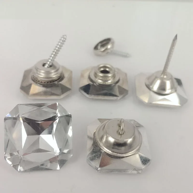 50Pcs/Lot Square Crystal Upholstery Sofa Headboard Buttons Nails Tacks Diamond Studs Flat Head